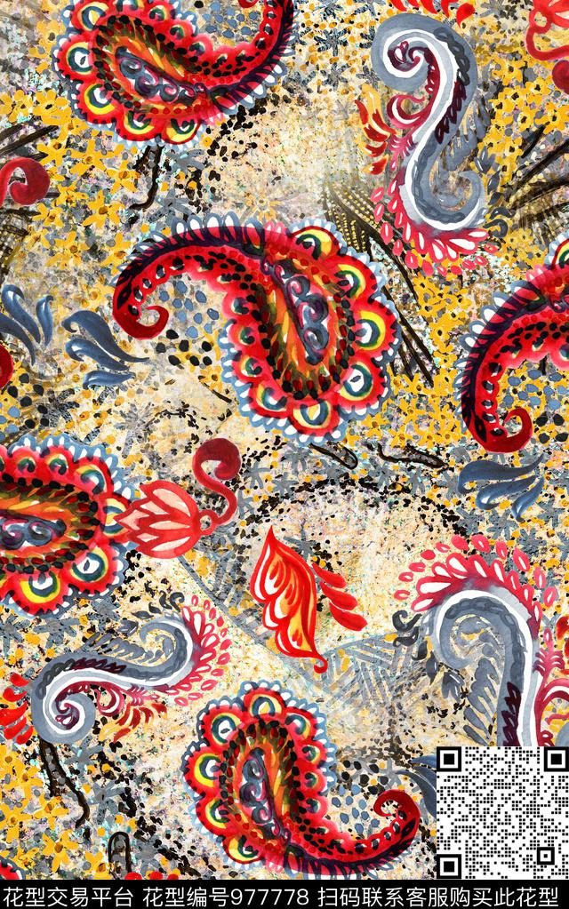 数码华亿平台民族风肌理数码印花华亿平台下载（图片编号: 977778） - 瓦栏（Walan）