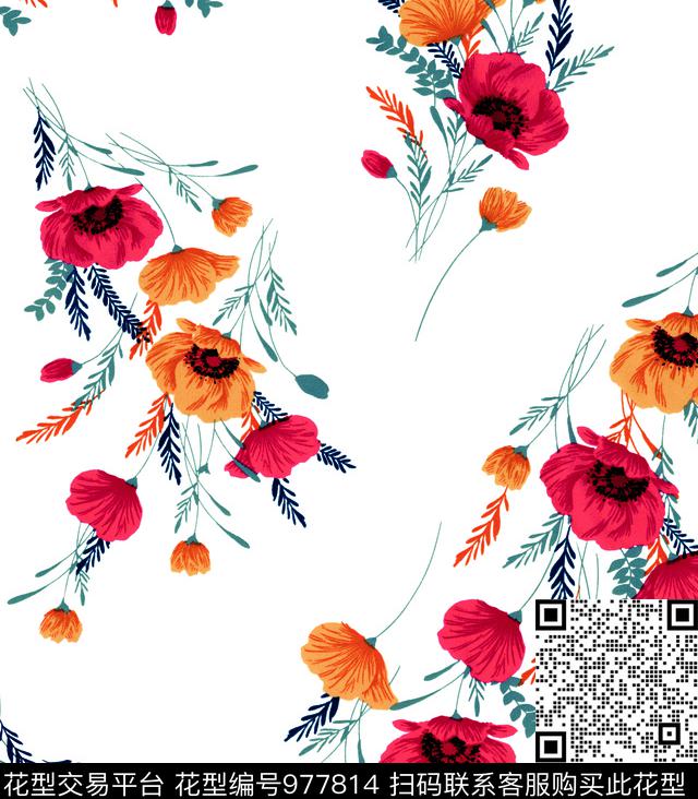 鲜花数码华亿平台小碎花数码印花华亿平台下载（图片编号: 977814） - 瓦栏（Walan）