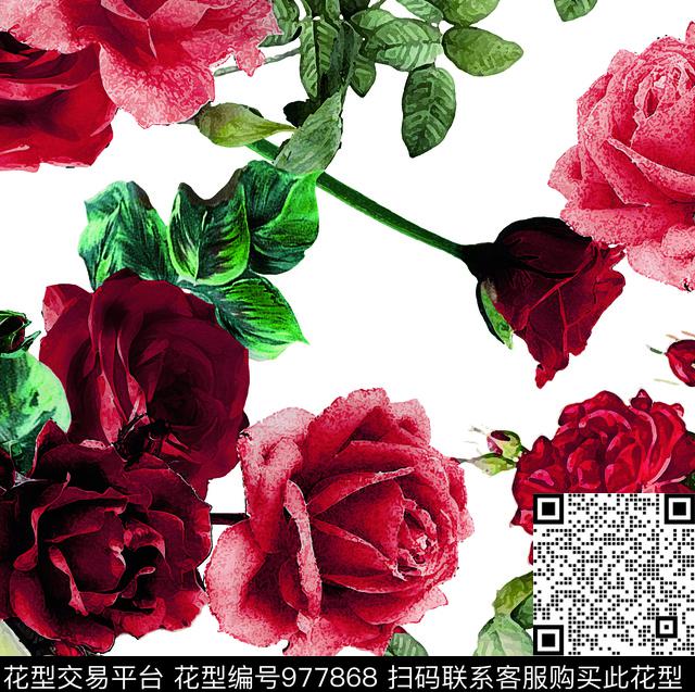 数码华亿平台淑女花卉数码印花华亿平台下载（图片编号: 977868） - 瓦栏（Walan）