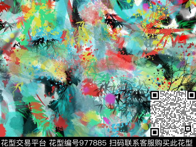 数码华亿平台抽象大牌风数码印花华亿平台下载（图片编号: 977885） - 瓦栏（Walan）