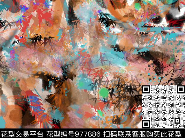 数码华亿平台抽象大牌风数码印花华亿平台下载（图片编号: 977886） - 瓦栏（Walan）