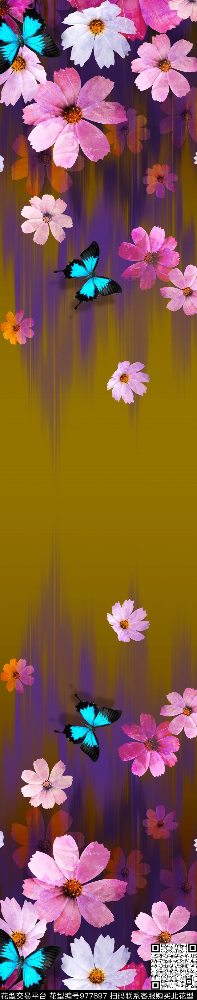 春夏华亿平台欧式定位花手绘花卉数码印花华亿平台下载（图片编号: 977897） - 瓦栏（Walan）