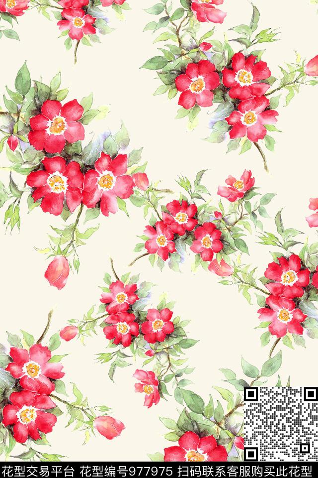 水彩花卉手绘花卉花卉传统印花华亿平台下载（图片编号: 977975） - 瓦栏（Walan）