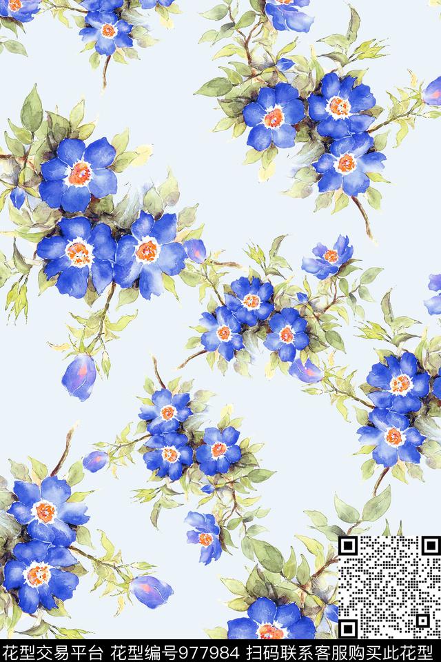 水彩花卉手绘花卉花卉传统印花华亿平台下载（图片编号: 977984） - 瓦栏（Walan）