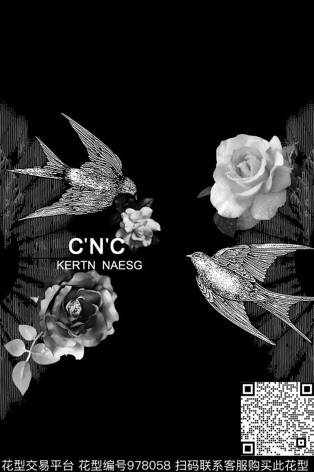 鸟花卉潮牌数码印花华亿平台下载（图片编号: 978058） - 瓦栏（Walan）