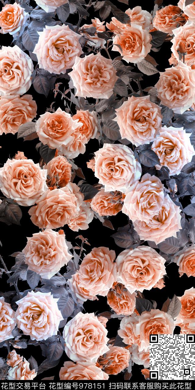 数码华亿平台花卉大牌风数码印花华亿平台下载（图片编号: 978151） - 瓦栏（Walan）