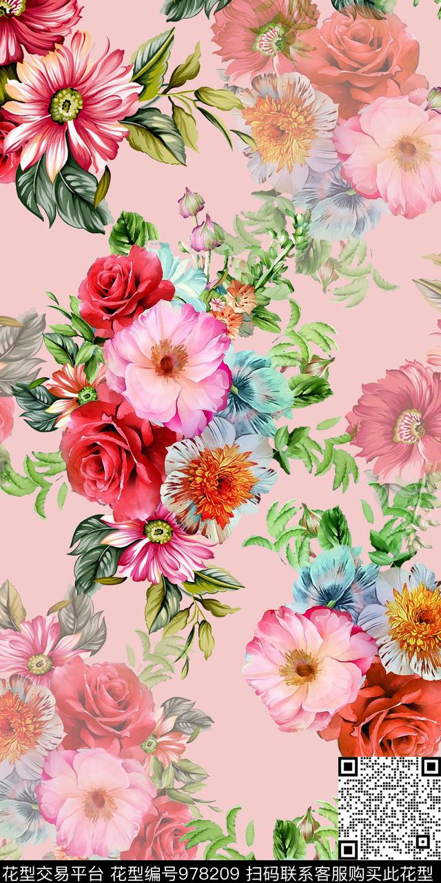 花卉绿植树叶3D立体数码印花华亿平台下载（图片编号: 978209） - 瓦栏（Walan）