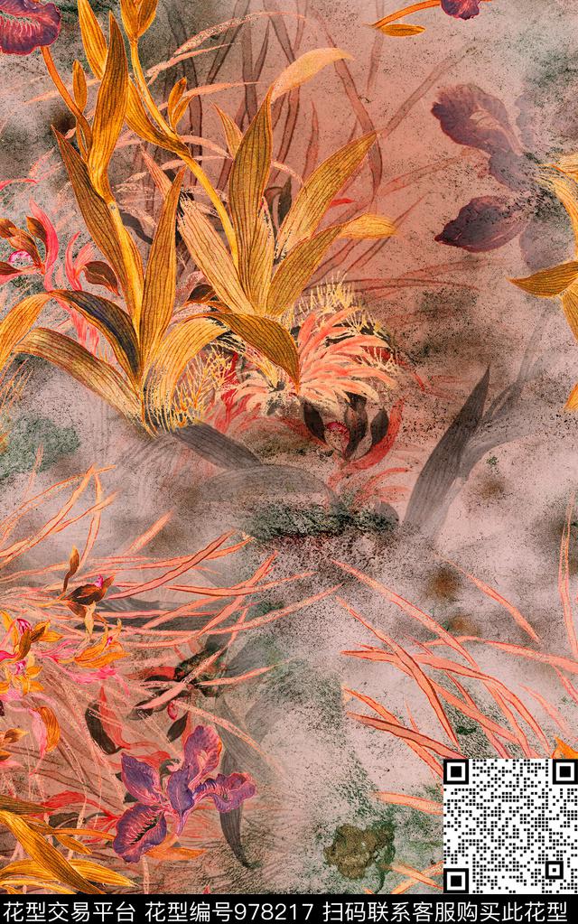 数码华亿平台肌理花卉数码印花华亿平台下载（图片编号: 978217） - 瓦栏（Walan）