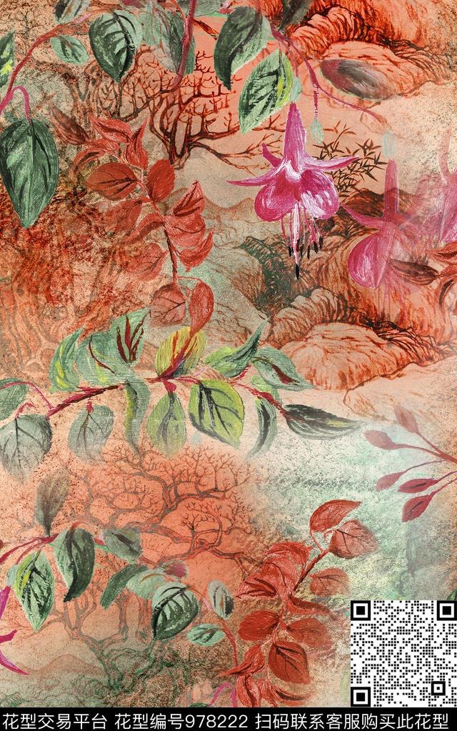 数码华亿平台肌理花卉数码印花华亿平台下载（图片编号: 978222） - 瓦栏（Walan）