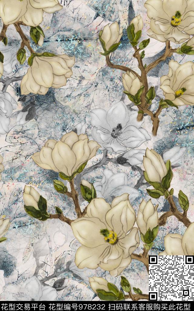 数码华亿平台肌理花卉数码印花华亿平台下载（图片编号: 978232） - 瓦栏（Walan）