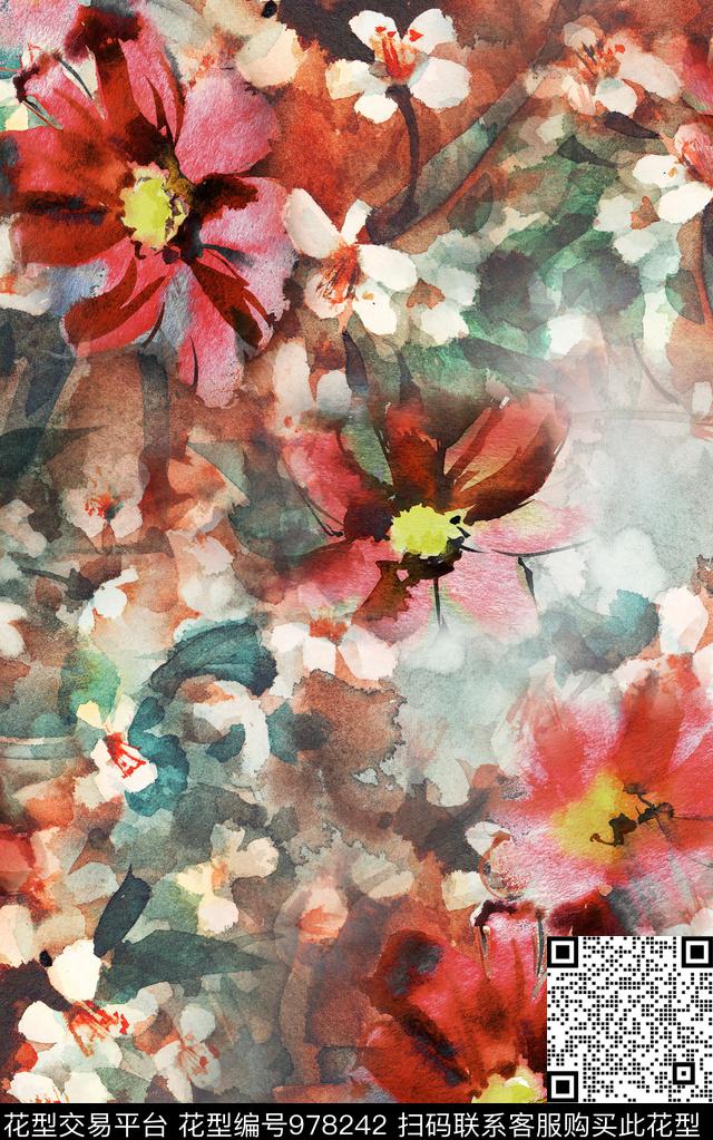 数码华亿平台肌理花卉数码印花华亿平台下载（图片编号: 978242） - 瓦栏（Walan）