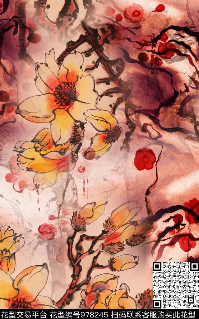数码华亿平台肌理花卉数码印花华亿平台下载（图片编号: 978245） - 瓦栏（Walan）
