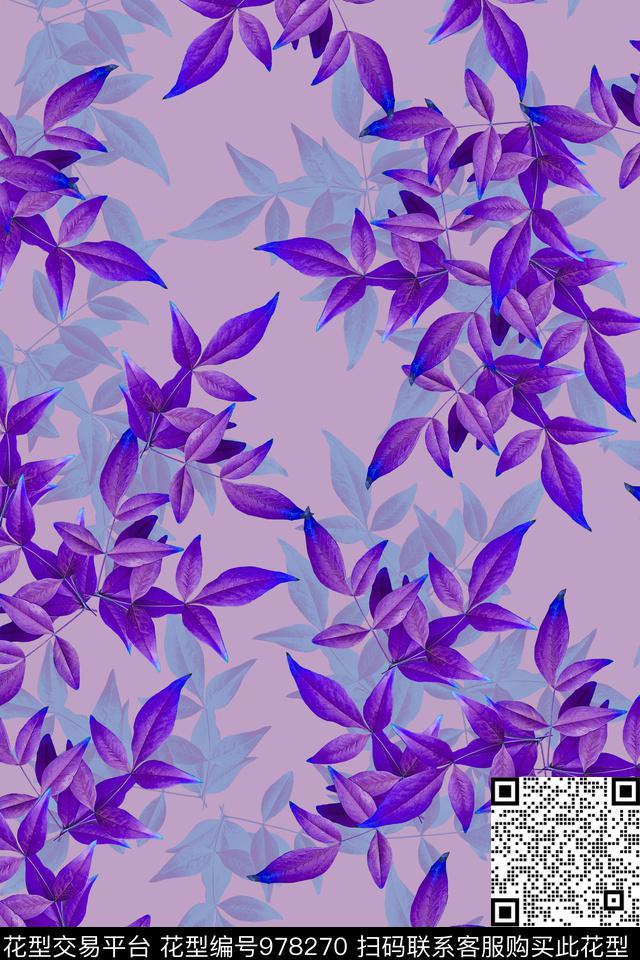 数码华亿平台花卉植物绿植树叶数码印花华亿平台下载（图片编号: 978270） - 瓦栏（Walan）