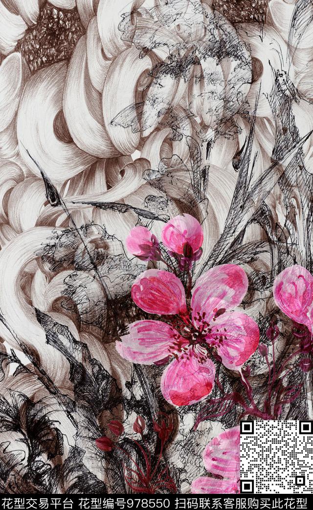 中国风民族风花卉数码印花华亿平台下载（图片编号: 978550） - 瓦栏（Walan）