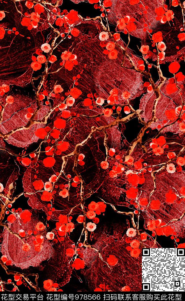 中国风民族风花卉数码印花华亿平台下载（图片编号: 978566） - 瓦栏（Walan）