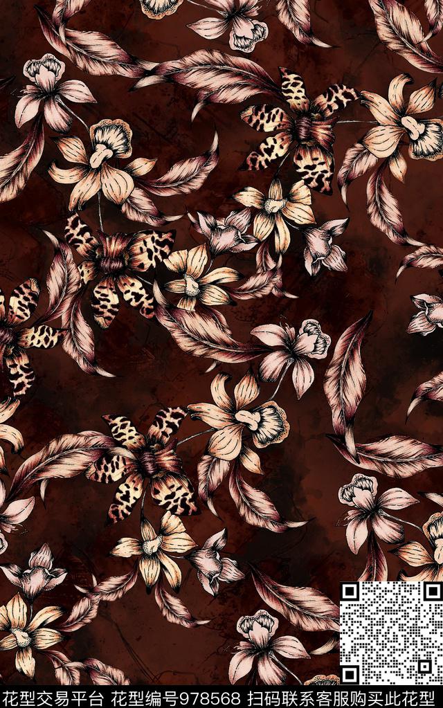 中国风民族风花卉数码印花华亿平台下载（图片编号: 978568） - 瓦栏（Walan）
