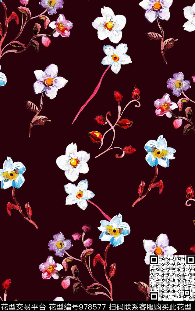 中国风民族风花卉数码印花华亿平台下载（图片编号: 978577） - 瓦栏（Walan）