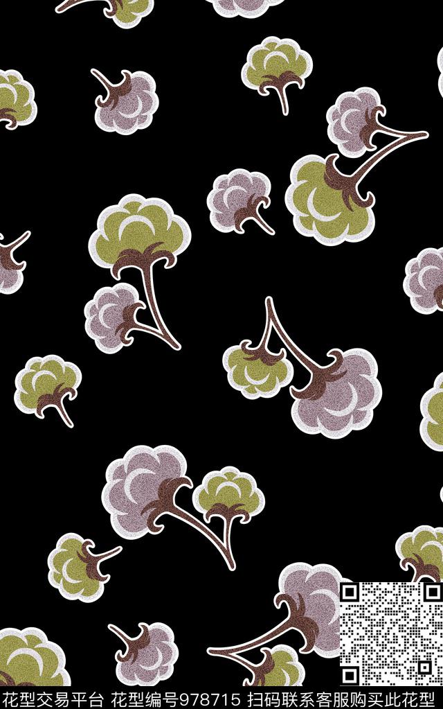 数码华亿平台抽象花卉数码印花华亿平台下载（图片编号: 978715） - 瓦栏（Walan）
