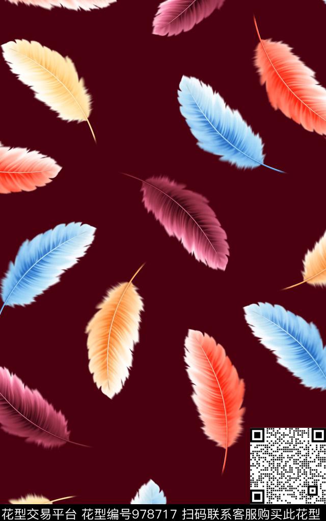 数码华亿平台抽象羽毛数码印花华亿平台下载（图片编号: 978717） - 瓦栏（Walan）