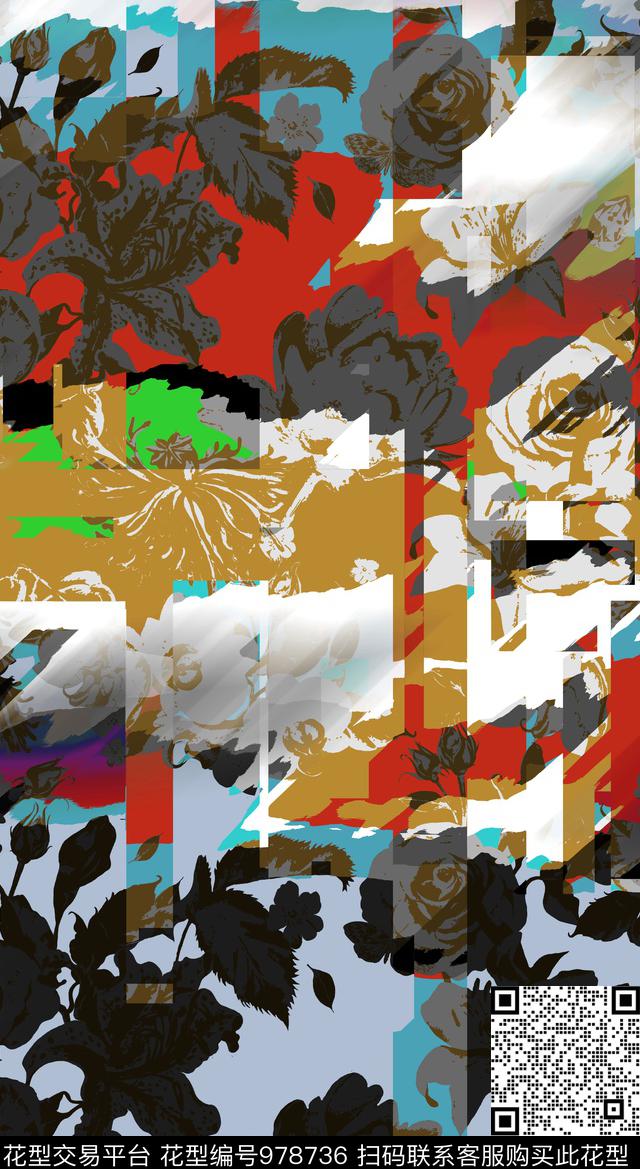 数码华亿平台抽象花卉数码印花华亿平台下载（图片编号: 978736） - 瓦栏（Walan）