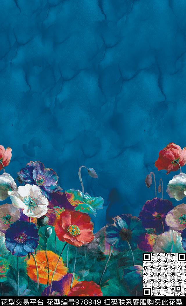 数码华亿平台抽象花卉花卉数码印花华亿平台下载（图片编号: 978949） - 瓦栏（Walan）