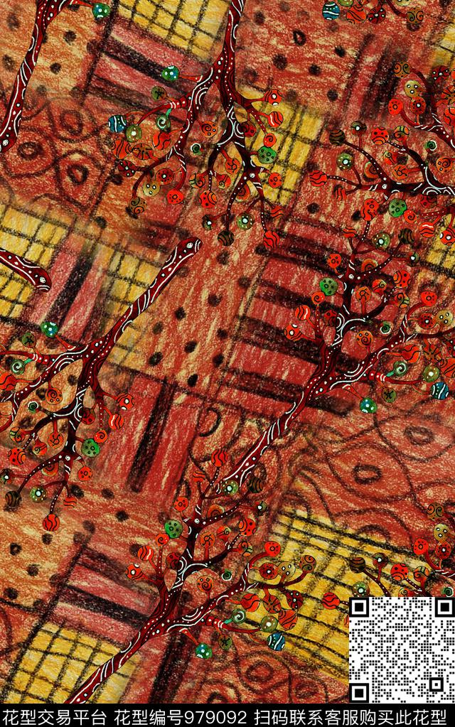 中国风民族风抽象数码印花华亿平台下载（图片编号: 979092） - 瓦栏（Walan）