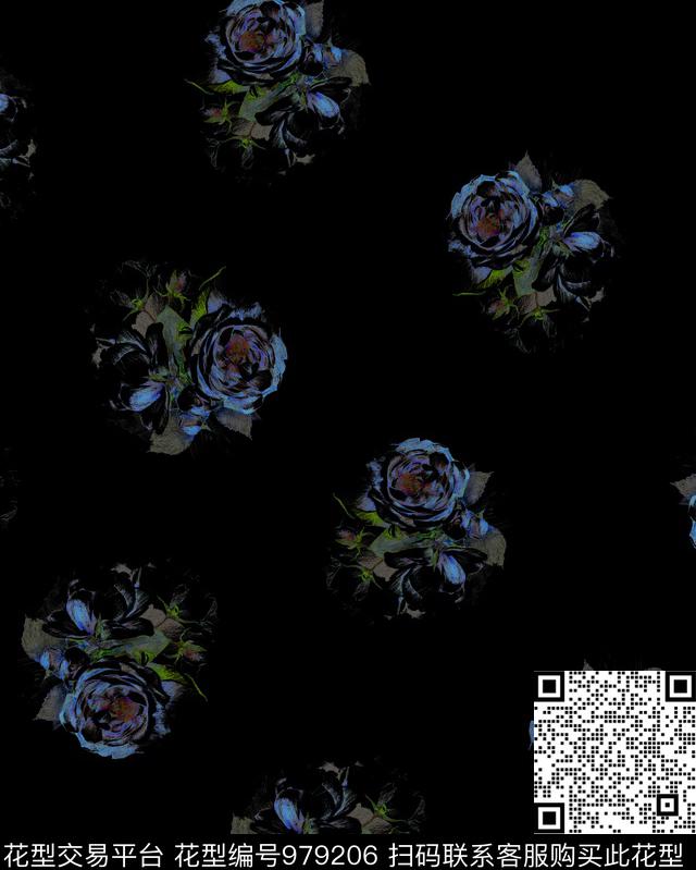 数码华亿平台植物手绘花卉数码印花华亿平台下载（图片编号: 979206） - 瓦栏（Walan）