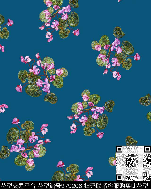 数码华亿平台植物手绘花卉数码印花华亿平台下载（图片编号: 979208） - 瓦栏（Walan）