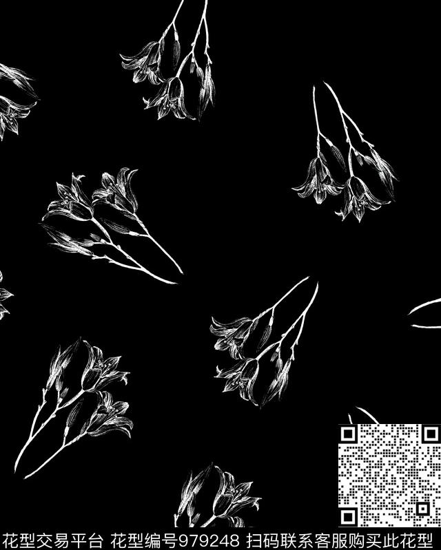 数码华亿平台植物手绘花卉数码印花华亿平台下载（图片编号: 979248） - 瓦栏（Walan）