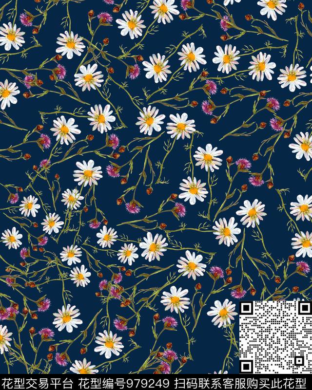 数码华亿平台植物手绘花卉数码印花华亿平台下载（图片编号: 979249） - 瓦栏（Walan）