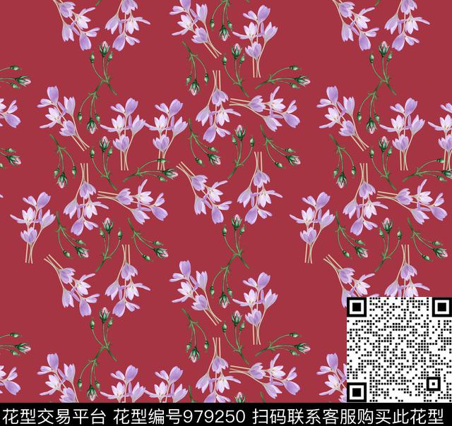 数码华亿平台植物手绘花卉数码印花华亿平台下载（图片编号: 979250） - 瓦栏（Walan）
