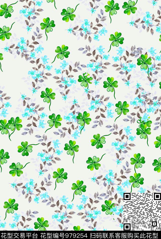 数码华亿平台植物手绘花卉数码印花华亿平台下载（图片编号: 979254） - 瓦栏（Walan）