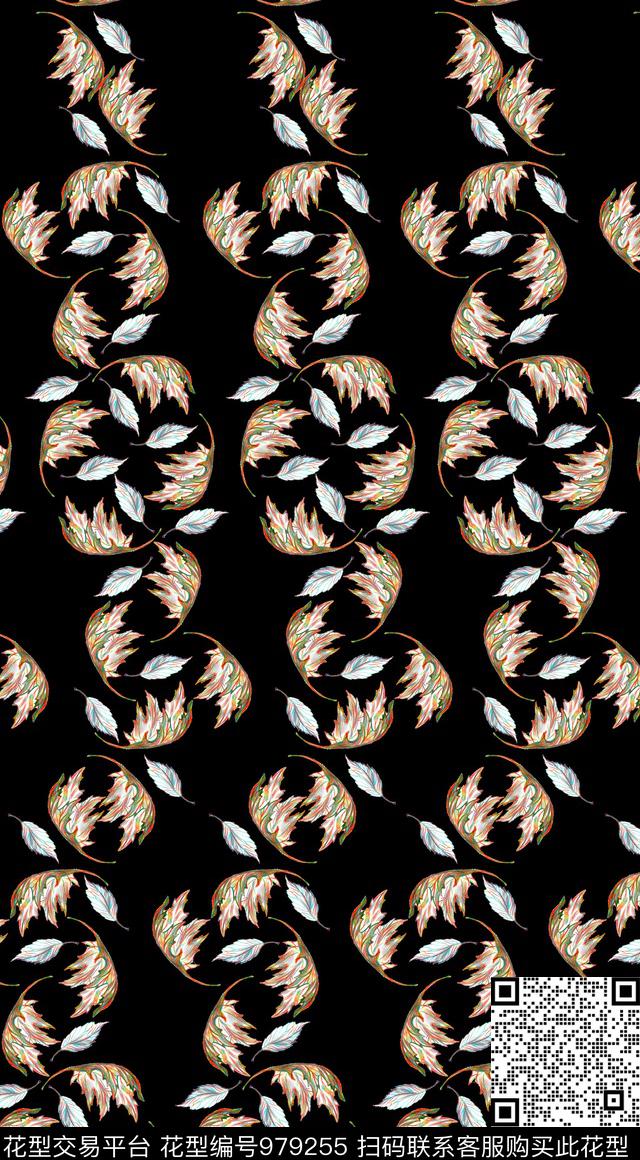 数码华亿平台植物手绘花卉数码印花华亿平台下载（图片编号: 979255） - 瓦栏（Walan）