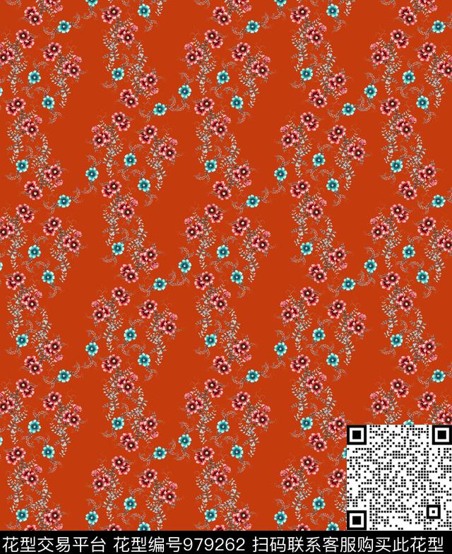 数码华亿平台植物手绘花卉数码印花华亿平台下载（图片编号: 979262） - 瓦栏（Walan）