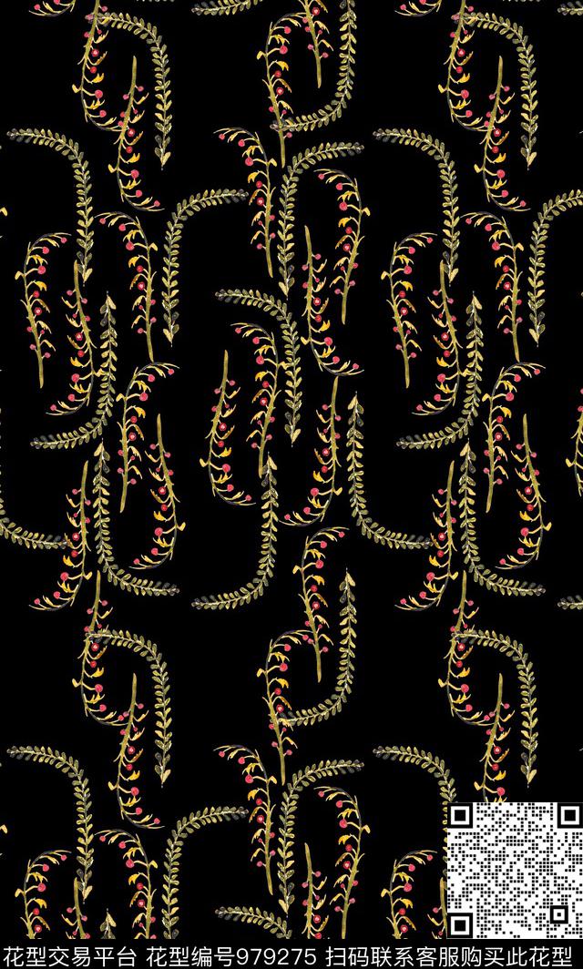 数码华亿平台植物手绘花卉数码印花华亿平台下载（图片编号: 979275） - 瓦栏（Walan）