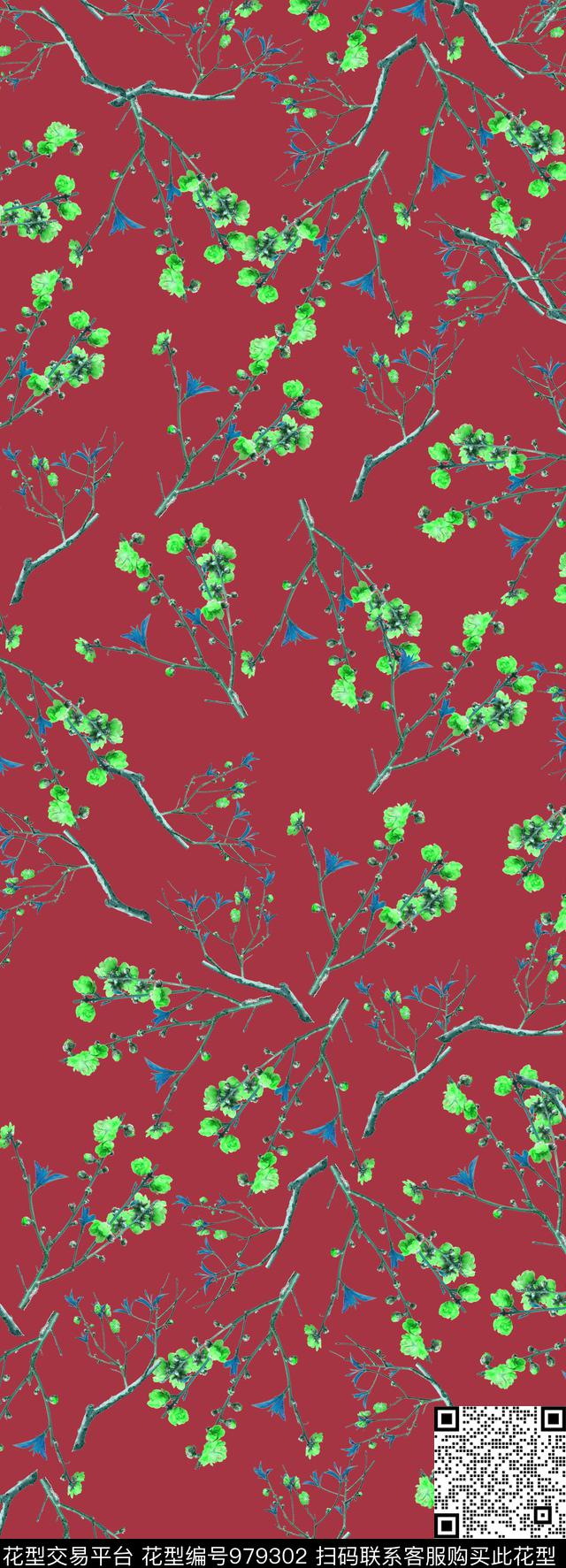 植物手绘花卉花卉数码印花华亿平台下载（图片编号: 979302） - 瓦栏（Walan）