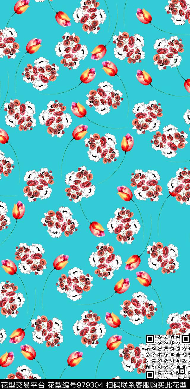 植物手绘花卉花卉数码印花华亿平台下载（图片编号: 979304） - 瓦栏（Walan）