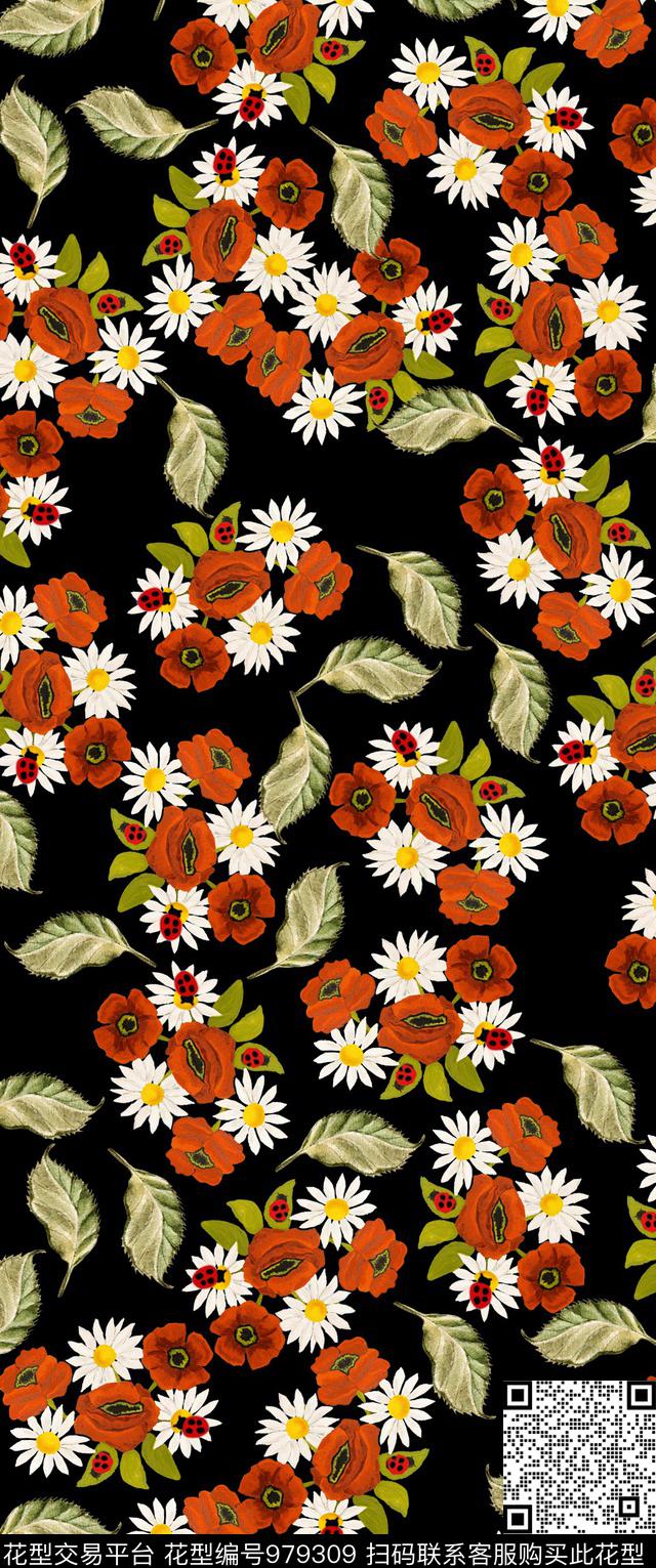 植物手绘花卉花卉数码印花华亿平台下载（图片编号: 979309） - 瓦栏（Walan）