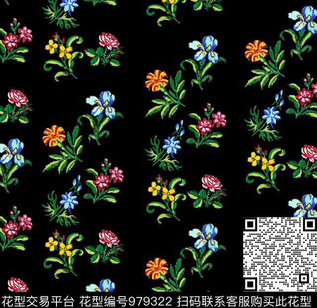植物手绘花卉花卉数码印花华亿平台下载（图片编号: 979322） - 瓦栏（Walan）
