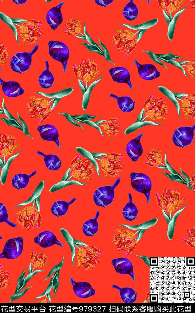 植物手绘花卉花卉数码印花华亿平台下载（图片编号: 979327） - 瓦栏（Walan）