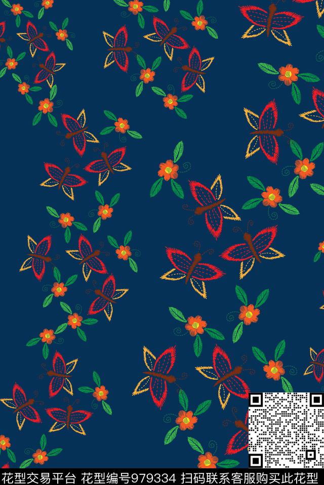植物手绘花卉花卉数码印花华亿平台下载（图片编号: 979334） - 瓦栏（Walan）