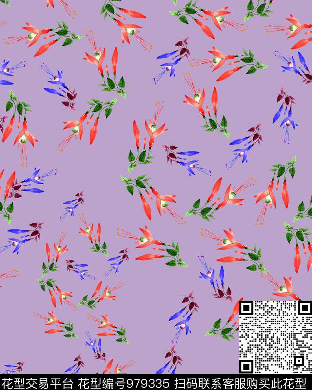 植物手绘花卉花卉数码印花华亿平台下载（图片编号: 979335） - 瓦栏（Walan）