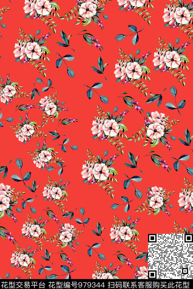 花卉清爽底花卉小碎花数码印花华亿平台下载（图片编号: 979344） - 瓦栏（Walan）