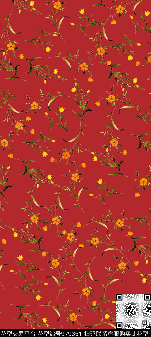 花卉小碎花数码印花华亿平台下载（图片编号: 979351） - 瓦栏（Walan）