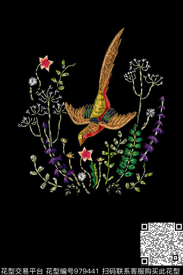 数码华亿平台小碎花鸟数码印花华亿平台下载（图片编号: 979441） - 瓦栏（Walan）