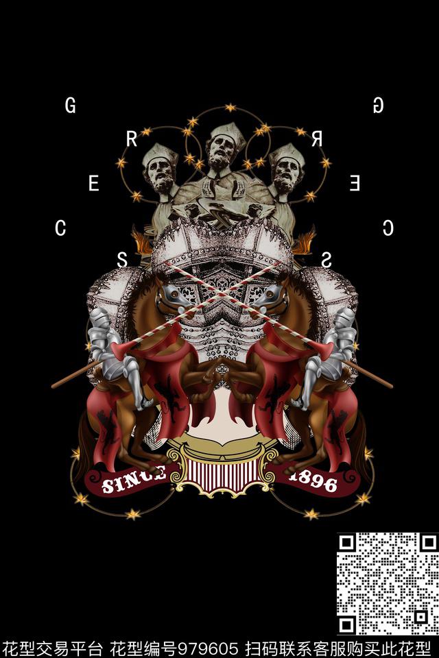 趣味男装骑士数码印花华亿平台下载（图片编号: 979605） - 瓦栏（Walan）