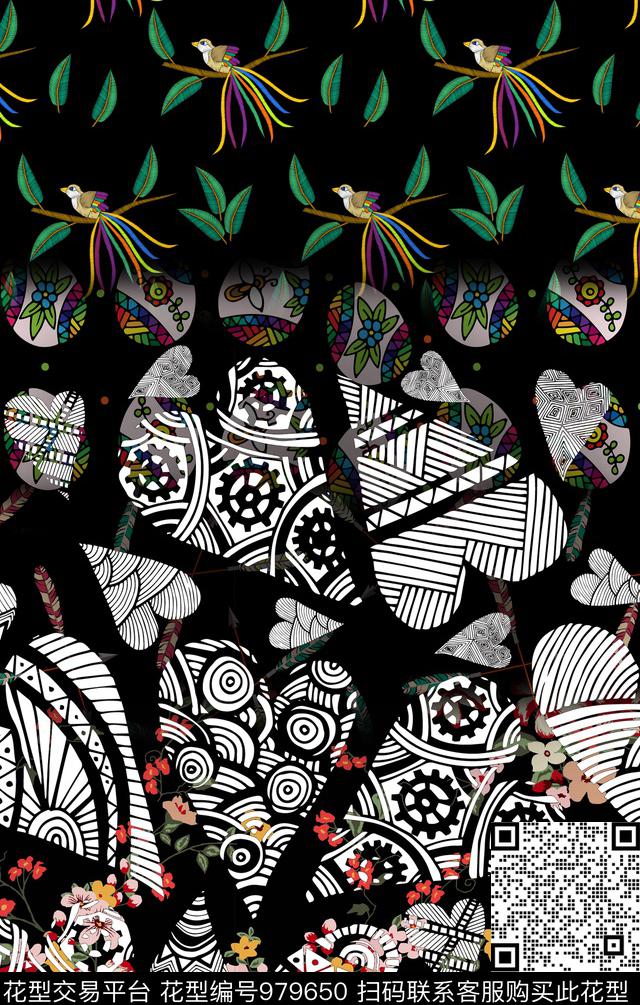 花卉花纹墨绿数码印花华亿平台下载（图片编号: 979650） - 瓦栏（Walan）