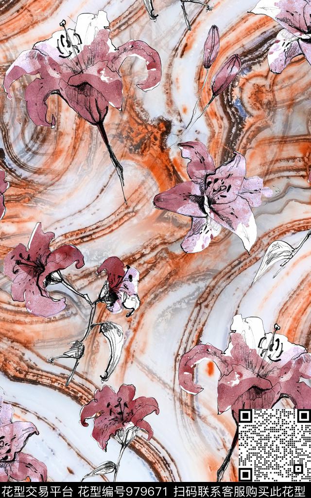 中国风民族风抽象数码印花华亿平台下载（图片编号: 979671） - 瓦栏（Walan）