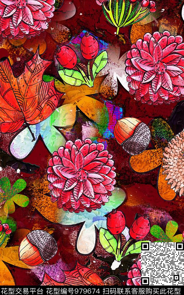 中国风民族风抽象数码印花华亿平台下载（图片编号: 979674） - 瓦栏（Walan）