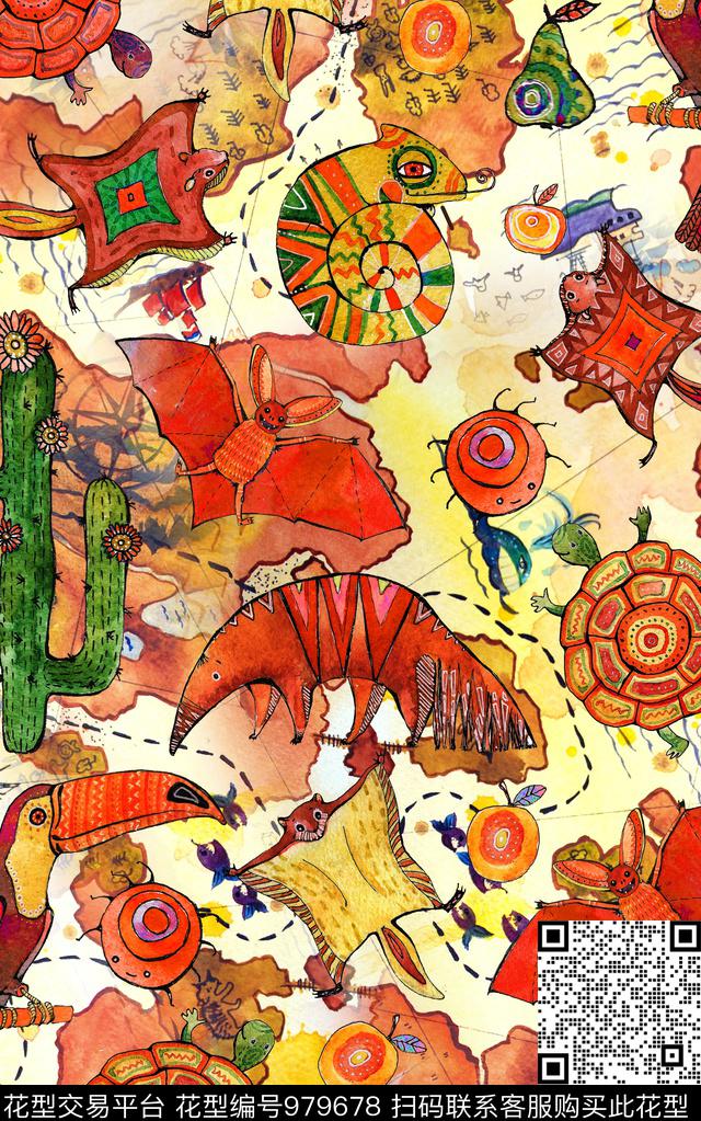 中国风民族风抽象数码印花华亿平台下载（图片编号: 979678） - 瓦栏（Walan）